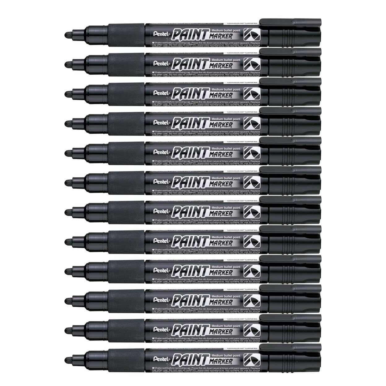 Pentel Paint Marker - Confezione da 12 pennarelli indelebili MMP20, colore nero