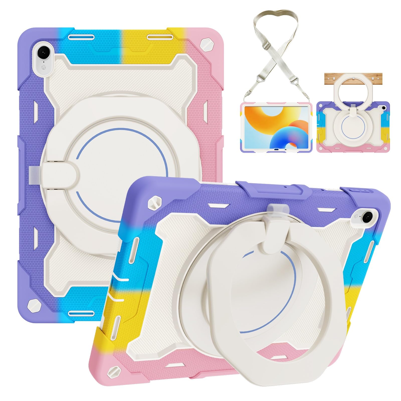Custodia protettiva per tablet Huawei Matepad 11 (2023/2021)/C7 per bambini, resistente, antiurto, robusta, con cavalletto e tracolla (rosa)