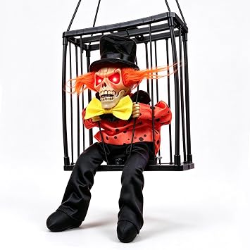 FINGOOO Screaming Animated Hanging Decoration, Halloween Indoor& Outdoor D cor, Infrared Sensor Skeleton