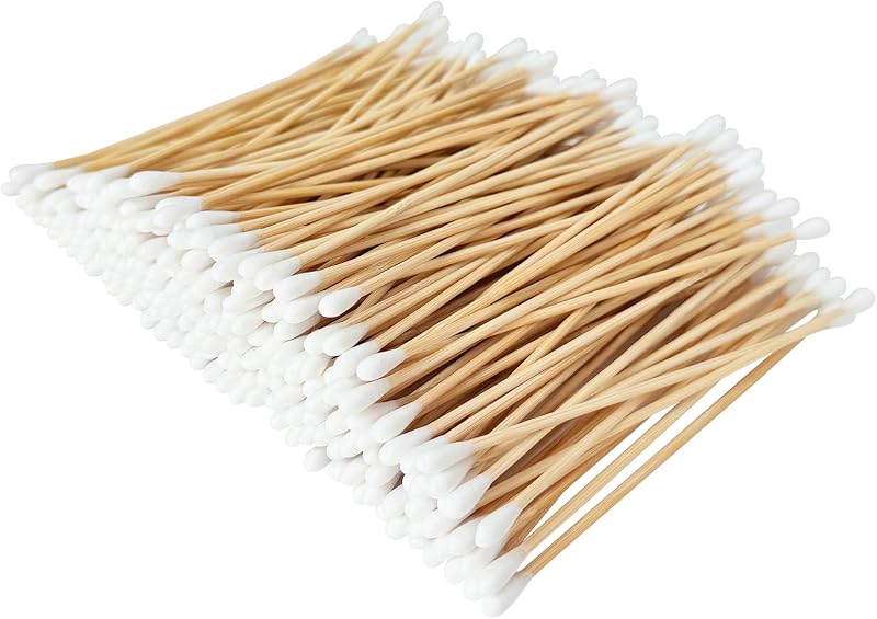 Hastes de algodão Garrelett com duas pontas e cabo de bambu para limpeza, 200 unidades