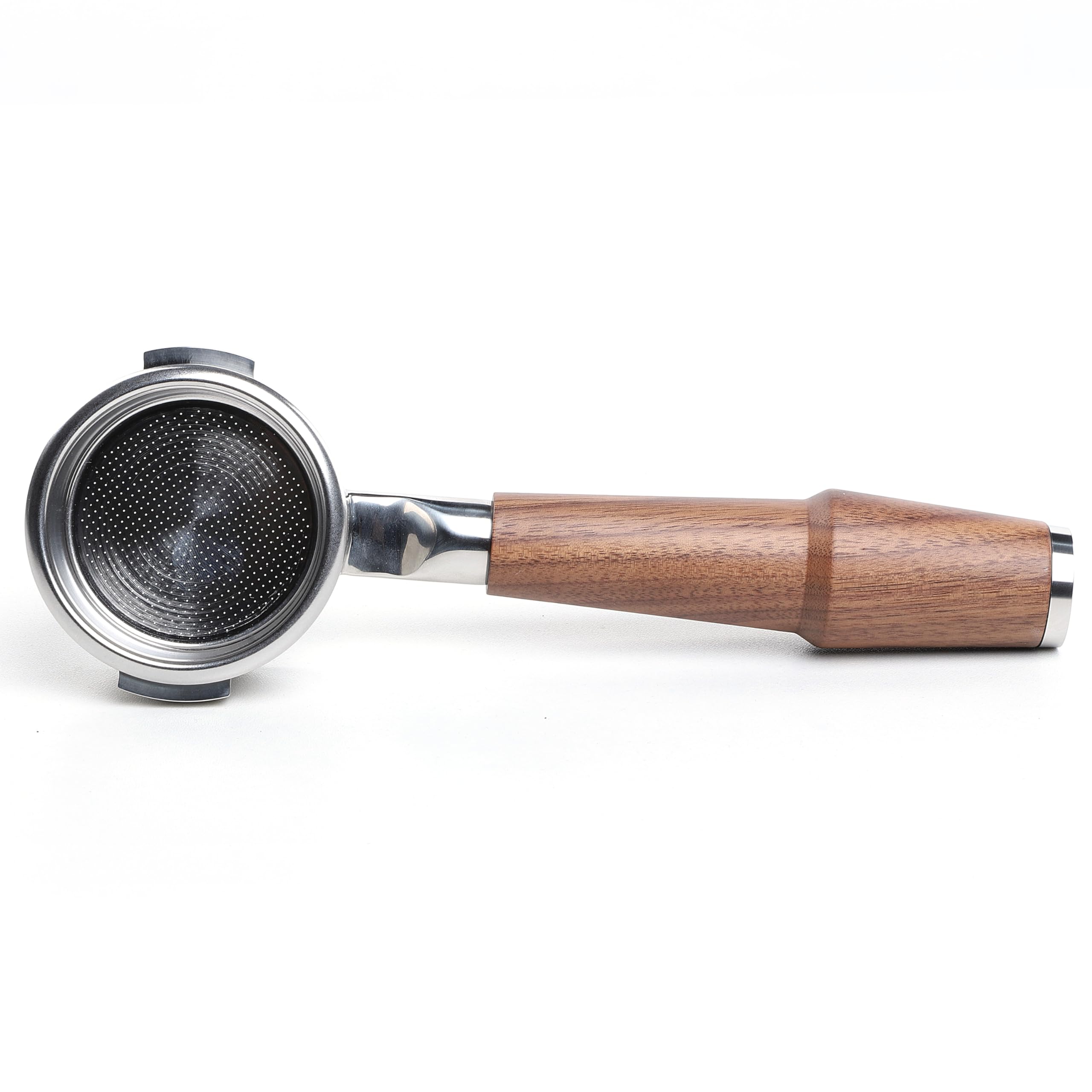 58mm Bottomless Portafilter Compatible with Breville Dual Boiler, Oracle, Oracle Jet Espresso Machines Walnut Handle 2 Ears 18-21g Double Shot Filter Basket Included