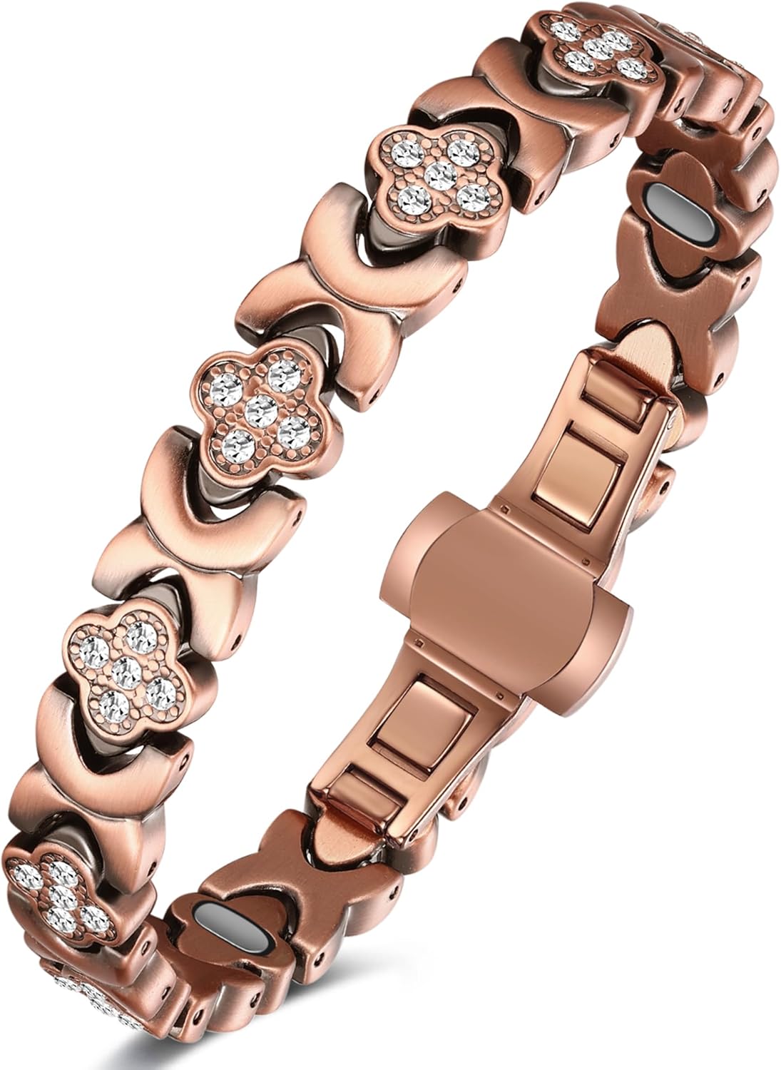 Feraco Pure Copper Bracelets for Women, 5X Ultra Strength Magnetic Bracelet with 5000 Gauss Neodymium Magnets & Upgraded Butterfly Clasp, Adjustable Jewelry Gift