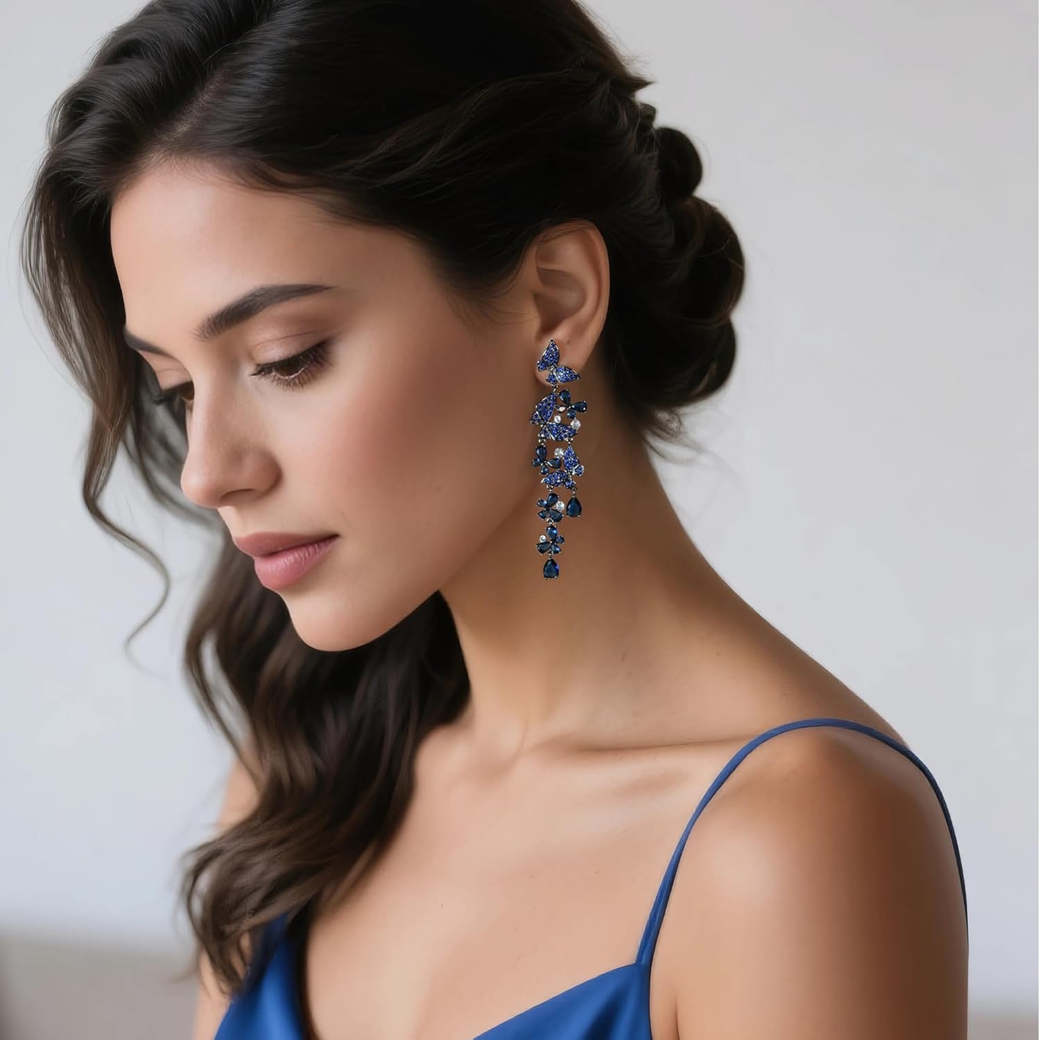 Women Dangling Statement Butterfly Drop Earrings, Hypoallergenic Earrings for Wedding Prom Formal Wear - Image 2