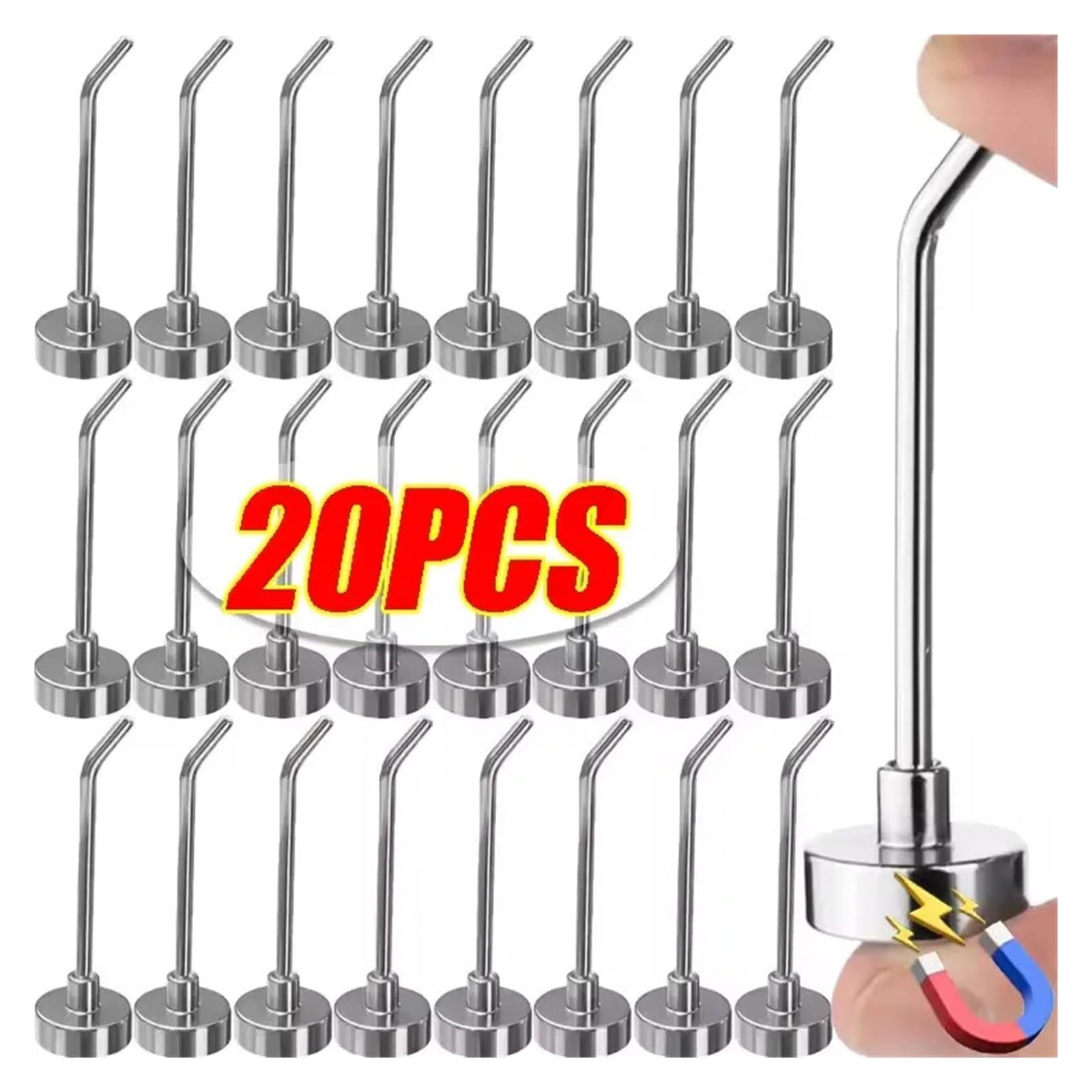 Générique Lot de 6/20 crochets magnétiques néodyme robustes à angle droit, supports suspension multi-usages, compatibles avec la cuisine, salle bain et le rangement scolaire(20mm 10PCS)