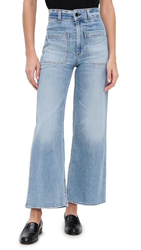 ASKK NY Women's Cropped Sailor Jeans, Blondie, Blue, 23 at