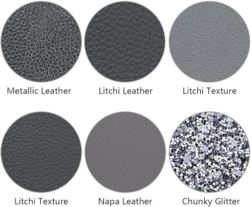 Miniatura 3 de 6 piezasjuego de hojas de cuero A4 de 8 x 12 pulgadas (21 cm x 30 cm), serie de color gris oscuro, tela de piel sintética Litchi, textura de piel,