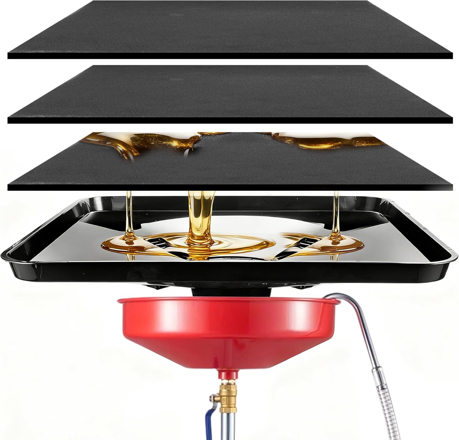 17892 22'' Transmission Drain Pan with Splash Guard - Large Leak-Proof Fluid Catch Pan for Oil Changes Compatible with Most Drain Systems