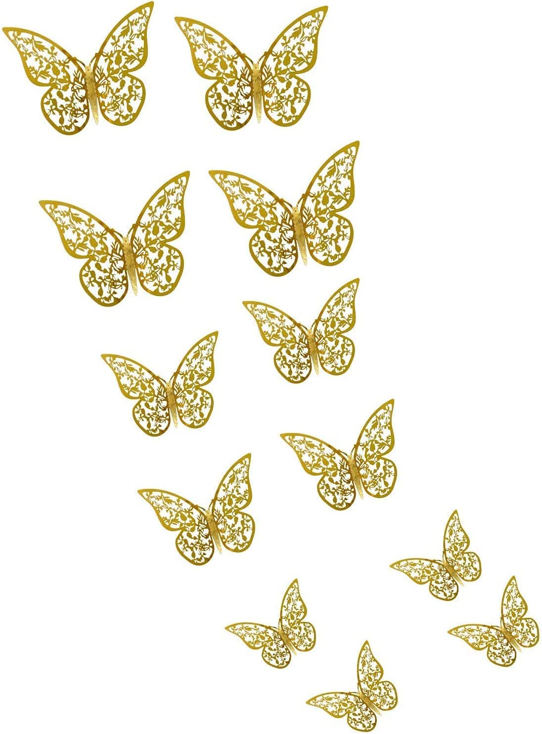 JAAMSO ROYALS Gold 12pcs/Set 3D Butterfly Wall Stickers Removable