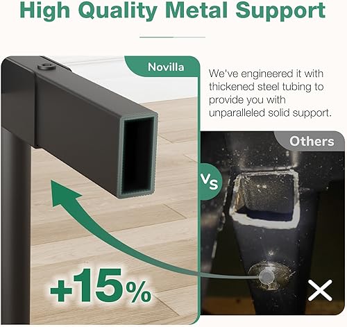 Miniatura 27 de Novilla - Base de cama matrimonial, plataforma de metal de 14 pulgadas, con espacio de almacenamiento debajo de la cama, soporte de listones de