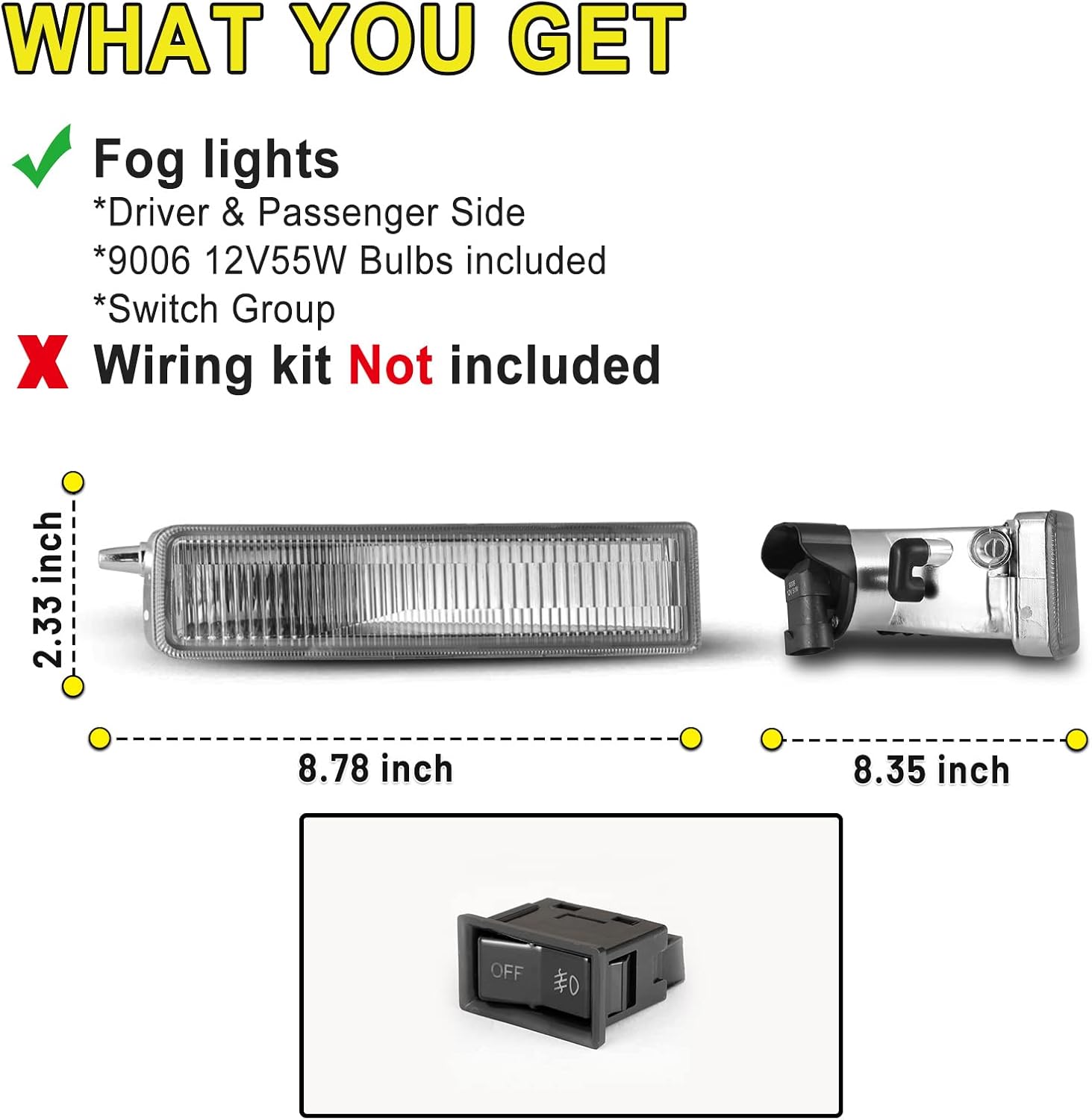 Fog Lights compatible for Scion XB 2003 2004 2005 2006 2007 Driver Passenger Lamps Assembly Replacement