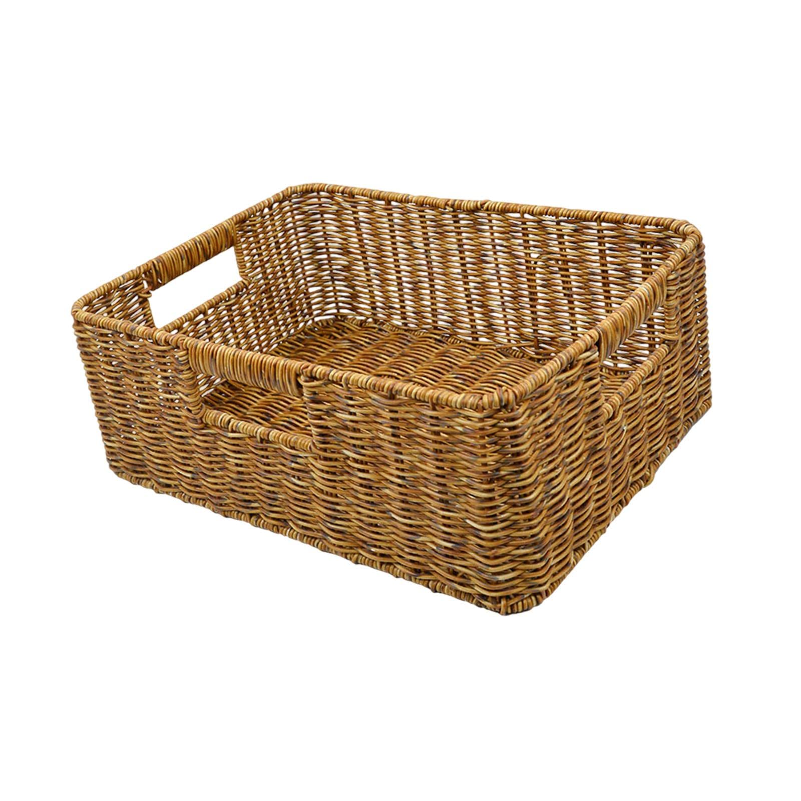 Hlhlh Dark 38X26x13cm Rattan Basket Multipurpose Woven Storage Bread Sundries For Toy Countertop(Dark 38X26x13cm)