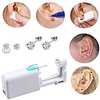Vista 4 de Kit de piercings de oreja, kit de perforación de oreja sin dolor, kit de pistola de perforación de oreja fácil de usar con aretes de plata de 0.118