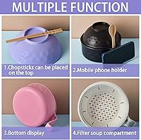 Vista 3 de 4 Juegos de Cocedor de Ramen para Microondas de 33 oz, Juego de Tazones de Ramen Rápido, Cocedor de Fideos para Microondas con Asa, Tazón de Fideos