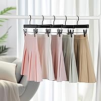 Vista 6 de TOPIA HANGER Perchas de madera negra para pantalones, perchas de falda de madera con clips, percha de lujo para jeans con gancho plano anti-óxido