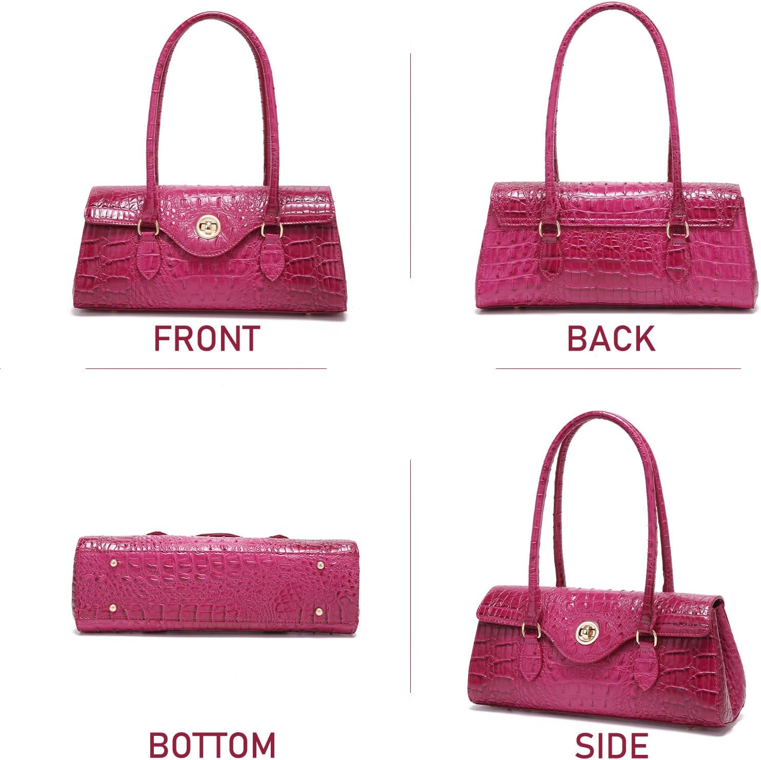 Makcr Joacbv Leather Crocodile Pattern Top Handle Handbag for Women High-value Satchel Tote Purse for Ladies