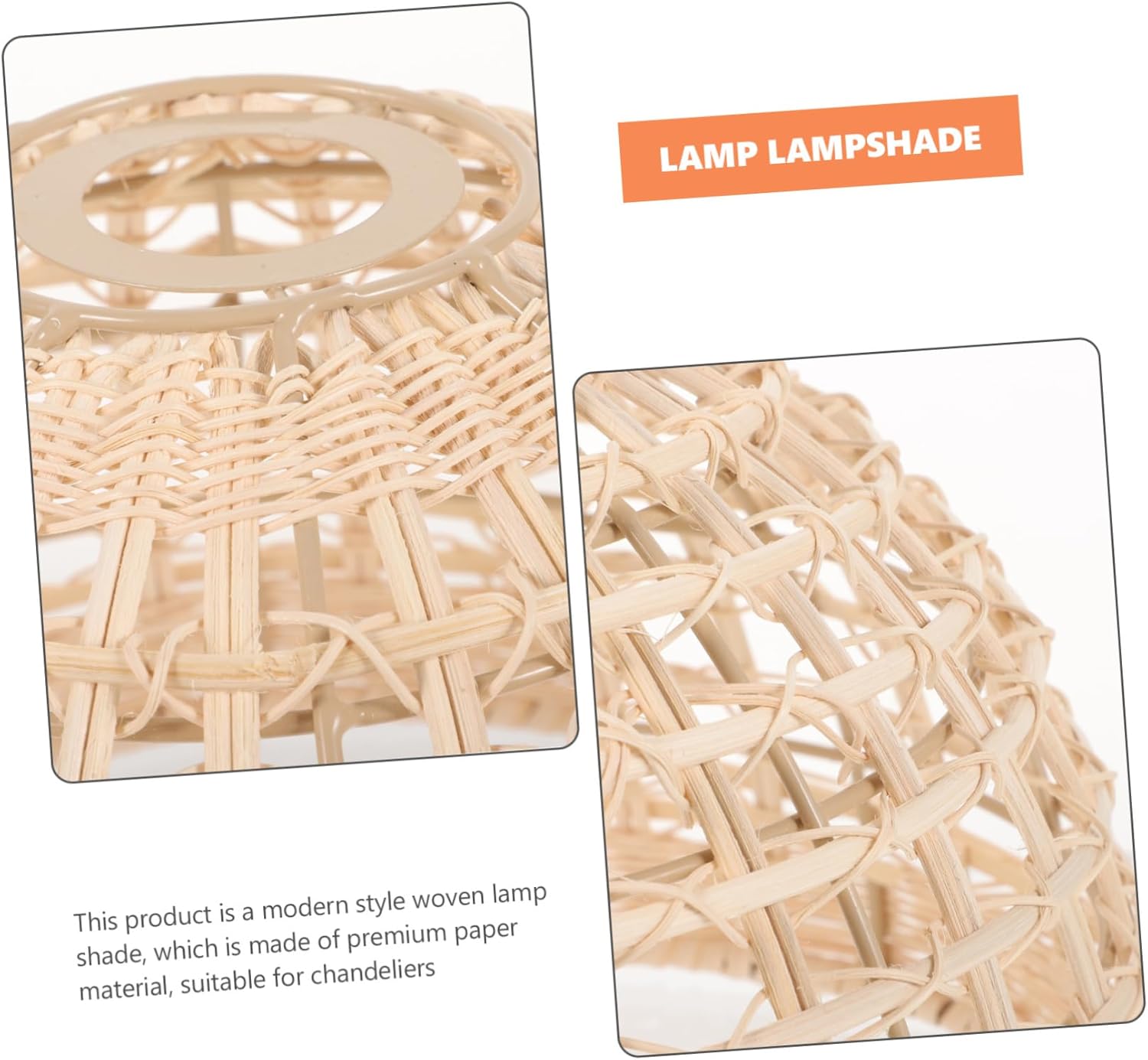 Bedroom Light Fixtures Ceiling Rattan Chandelier Lampshade Woven Light Cover for Home