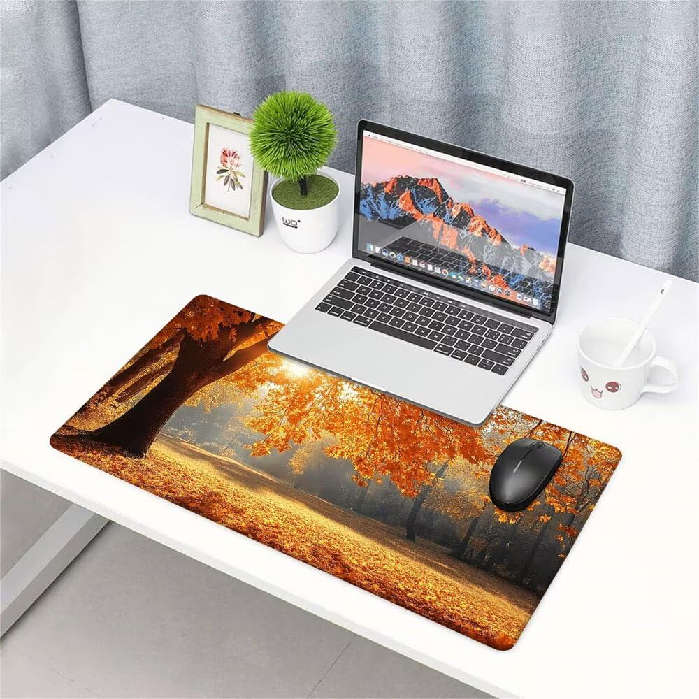 Alfombrilla de Mouse para Juegos, Giallo, XXL, Antideslizante, Impermeable, Diseño de Albero, Extendido, Grande, 1400x600x3mm, para PC, Laptop, Ufficio, Famiglia d-625