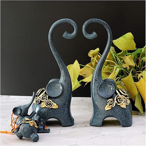 Miniatura 2 de LQX Escultura de mesa, pequeñas estatuas decorativas en casa, elefante abstracto, estatua familiar, resina, columpio, escultura de elefante, regalo