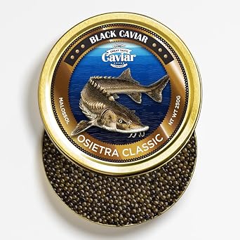 GREAT TASTE CAVIAR Osetra Classic Malossol Black Caviar - 8.82 oz/250 grams - Premium Quality, Luxury Fresh Gourmet Fish Roe - OVERNIGHT !!