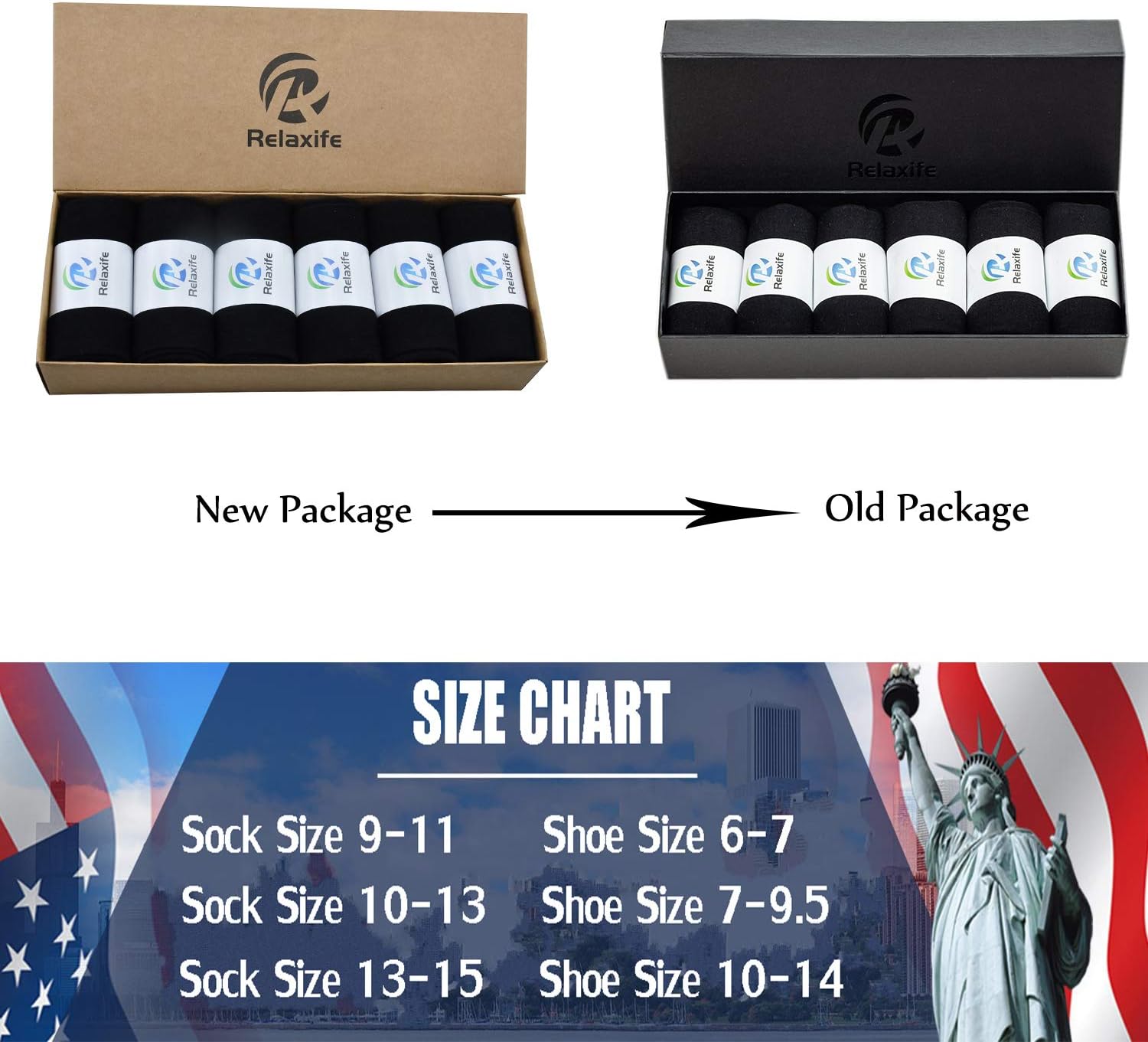 R RELAXIFE Mens Classic Cotton Dress Socks Thin Lightweight for Office Business Comfortable Casual Crew Socks Black 6 Pack Black 6 Pairs 7-9.5