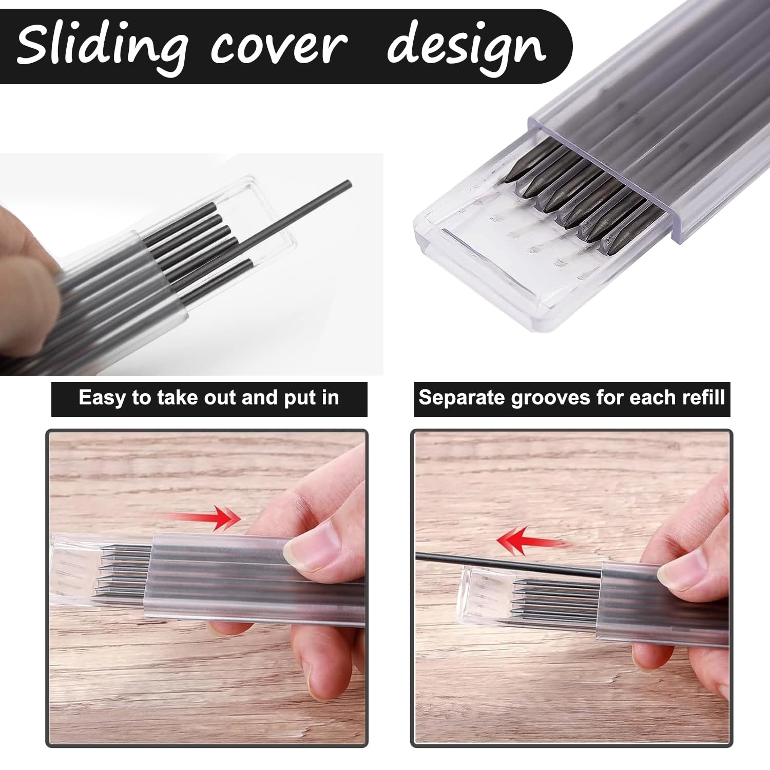 Pencil Refills 36 Pcs Black Pica Pencil Lead Refill 2.0mm Lead with Storage Case for Carpenter Drafting Sketching Drawing Art Design - Image 4