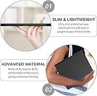 Vista 6 de Miimall Funda compatible con Kindle Scribe 2022, piel sintética de alta calidad, con función de encendido/apagado automático y múltiples ángulos
