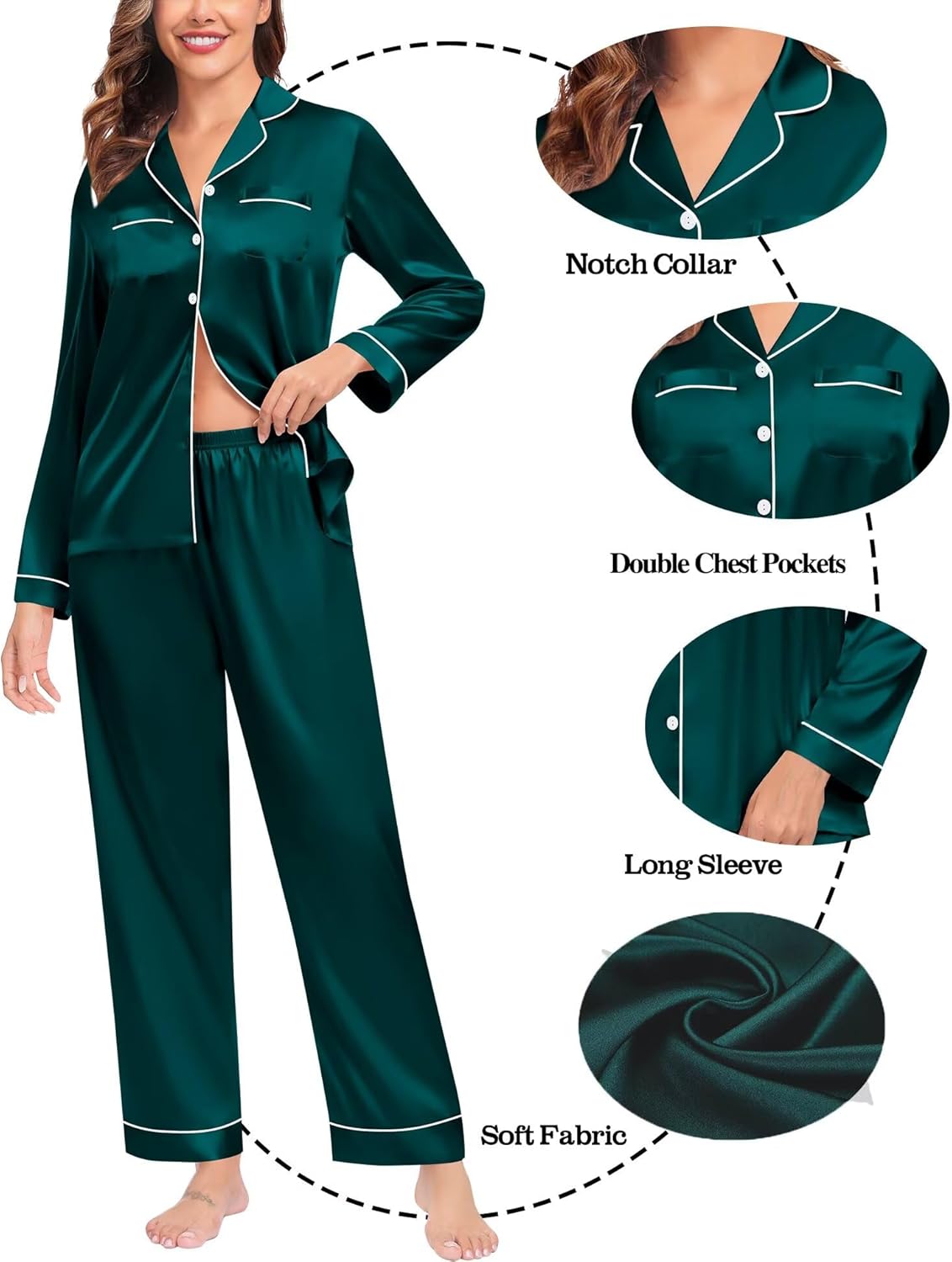 SWOMOG Family Matching Pajamas Set Christmas Pajamas Long Sleeve Button Down Pj Set 2Pcs Festival Party Sleepwear - Image 4