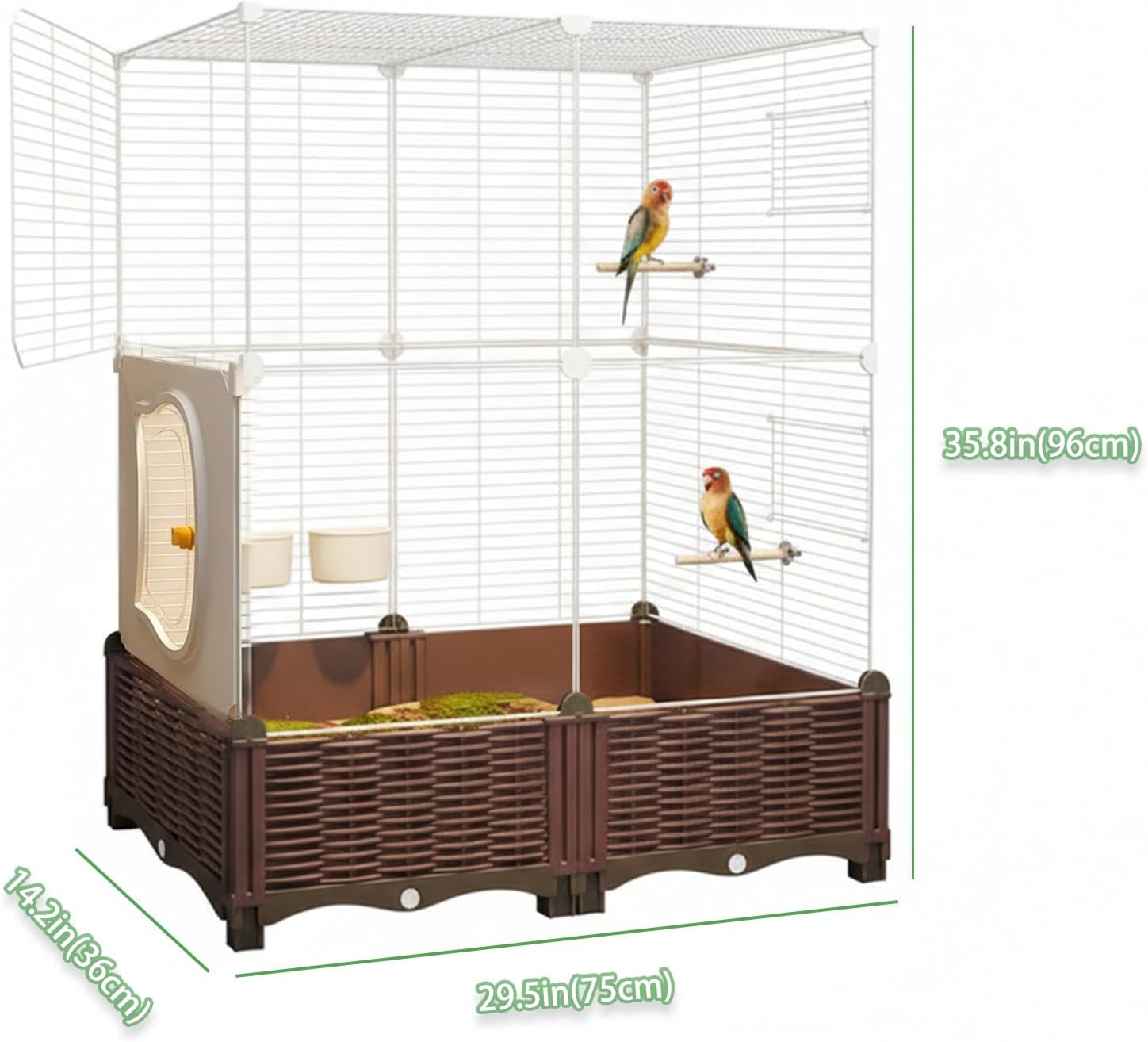 Metal Parrot Cage for Budgies Finches and Small Parrots, Spacious Iron Wire Bird Cage Supports Natural Habitat with 0.59 Inch Bar Spacing, Bird Flight Cage for Indoor Home Use