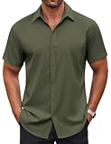 Men&apos;s Button Down Shirt Short Sleeve Dress Shirt Casual Beach Summer Wedding Shirt