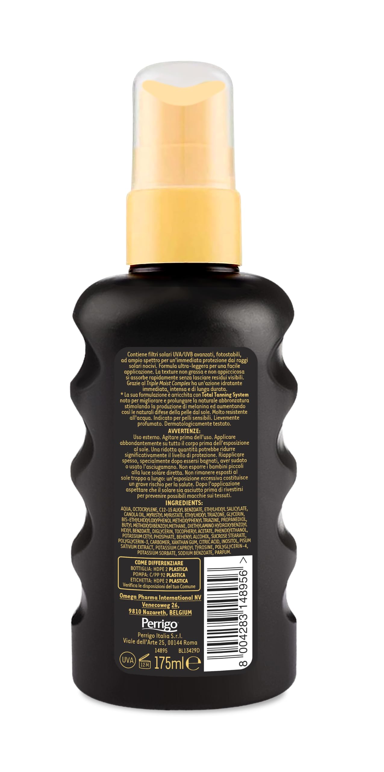 Angstrom Protezione Corpo Latte Spray Solare Ultra Idratante, con Filtri Solari UVA/UVB, Total Tanning System per Migliorare la Naturale Abbronzatura, Dermatogicamente Testato, 175 ml