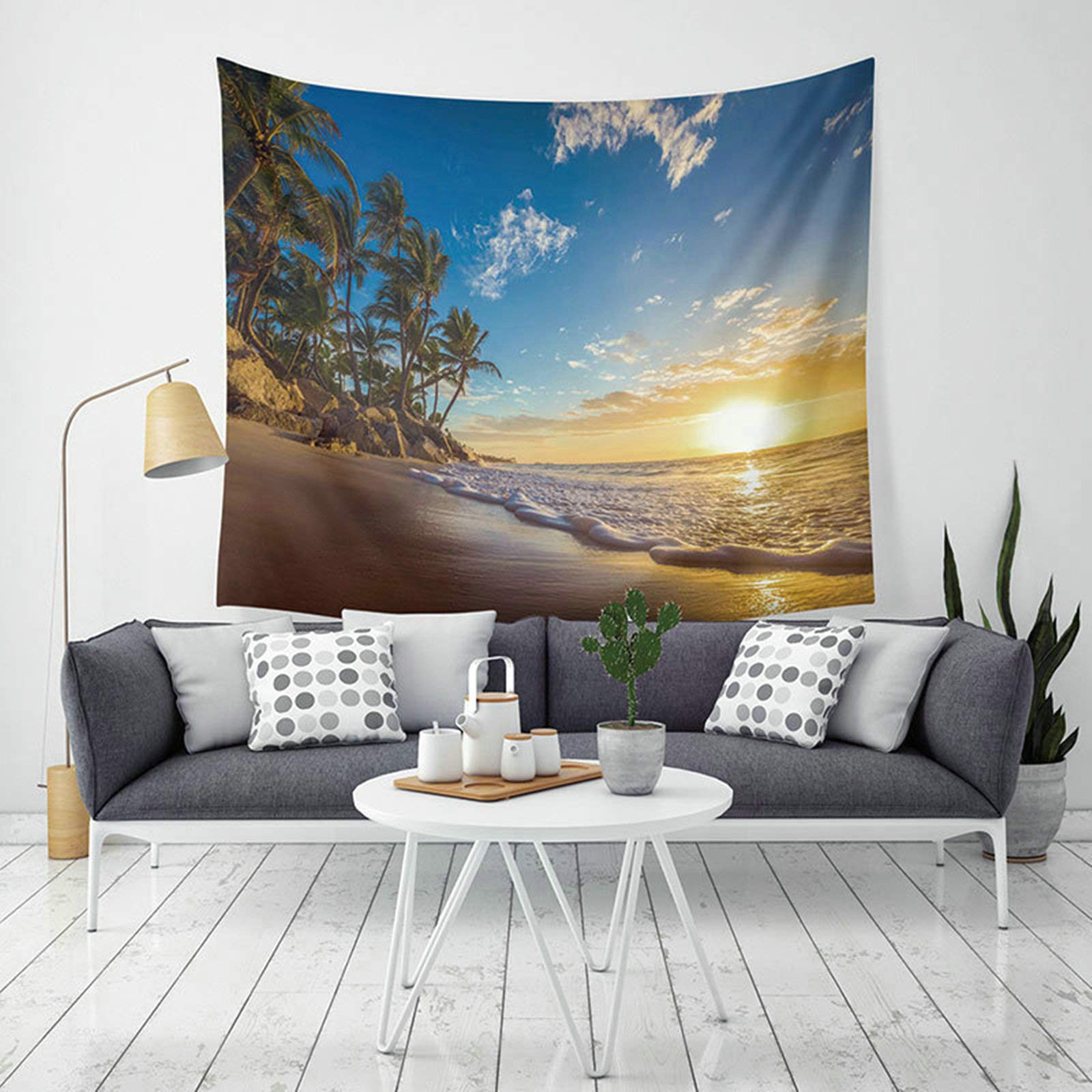 Tapices de pared decorativos con estampado de atardecer y palmeras para cocina y dormitorio