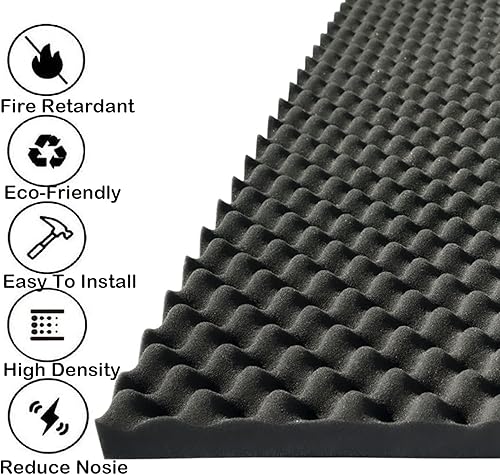 Miniatura 2 de 4 paneles acústicos, 48 x 24 x 2 pulgadas, paneles de pared de espuma insonorizada de espuma de espuma con cancelación de ruido ignífugos de alta