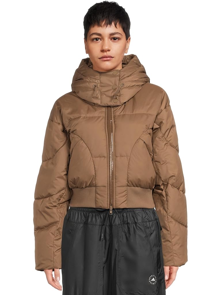 Brown adidas Cropped Padded Winter Jacket JM3652
