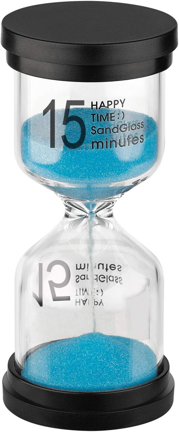 KSMA Sand Timer 15 Minute Hourglass Timer,Colorful Sandglass Timer for Kids,Classroom,Kitchen,Games,Toothbrush Timer