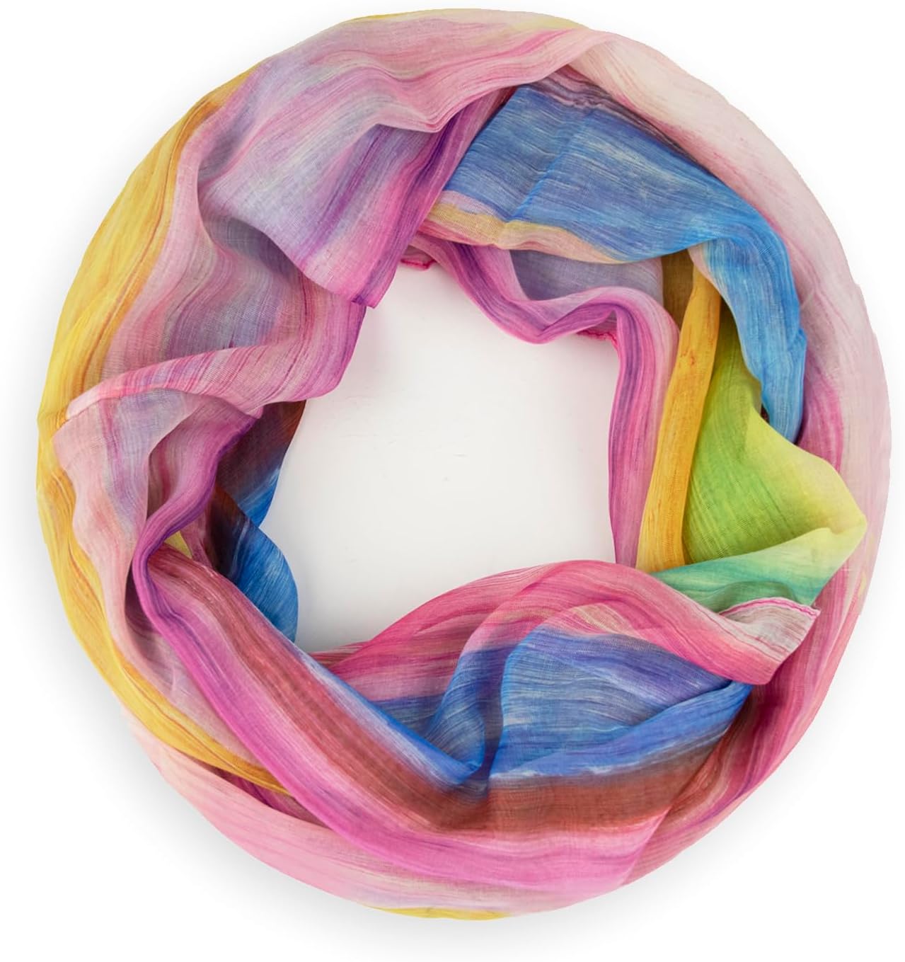 Gloop Loop sjaal voor dames sjaal doek zijdeachtig-luchtig licht met kleurrijk patroon print, lichtpink, Eén Maat