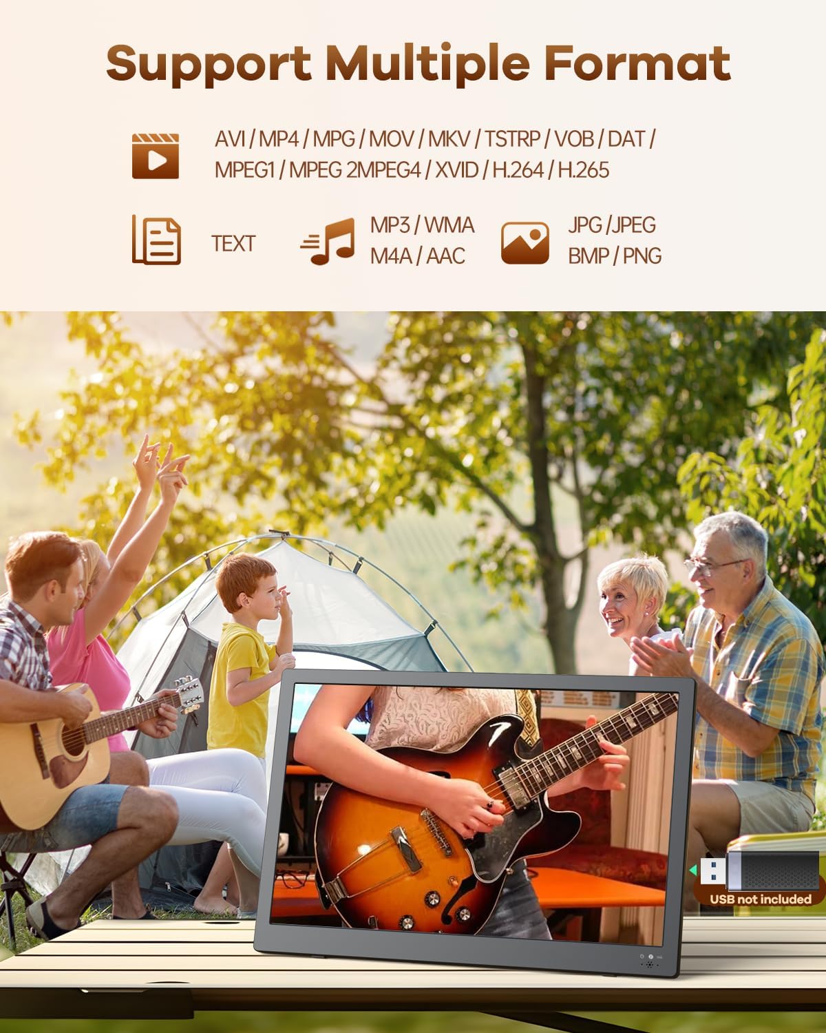 NORTHING 17.2" Portable TV with Antenna, 7000mAH Built-in Powered TV with USB/HDMI/AV Input, 12V Small T V for Camping Kitchen Bedroom RV Patio Car Power Outage, Sleep Timer