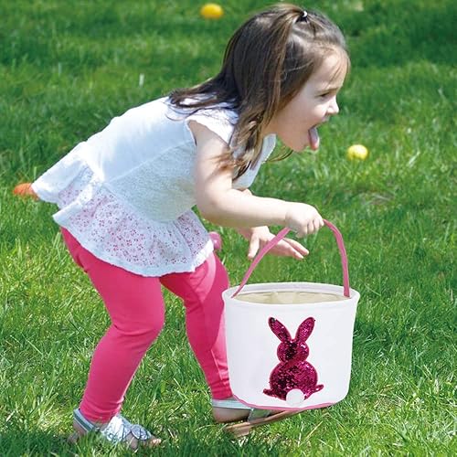 Miniatura 6 de 3 cestas de conejo de Pascua reutilizables que cambian de color, perfectas para la caza de huevos de Pascua para niñas y niños, canastas de Pascua
