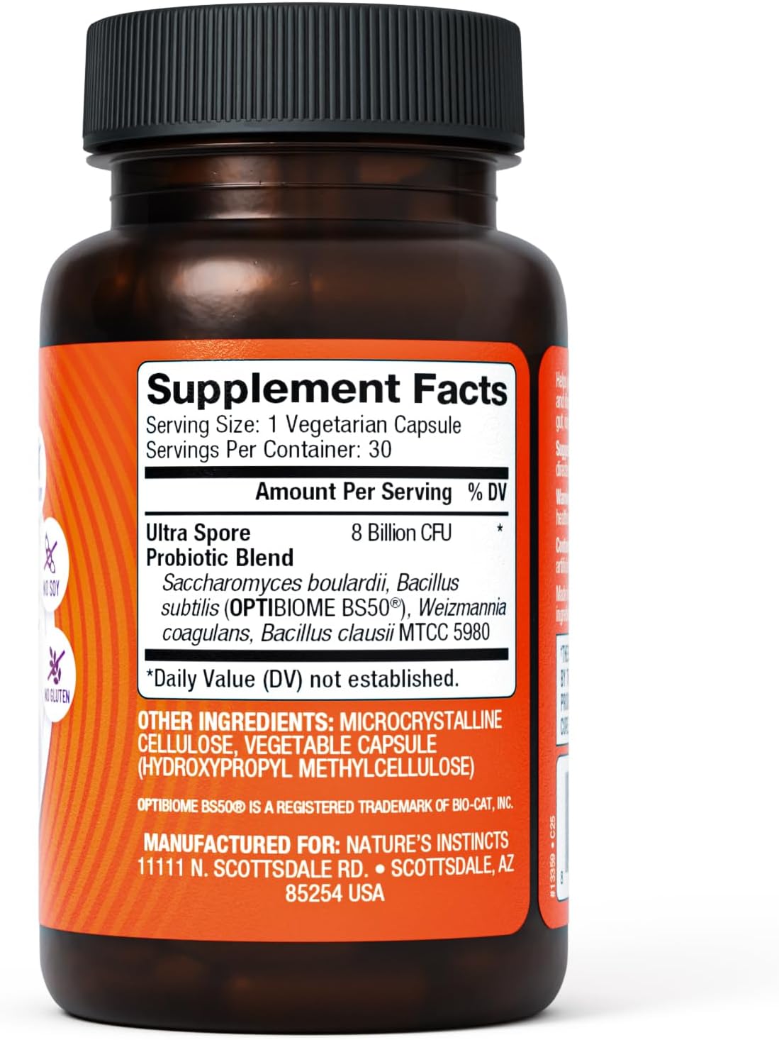 Ultra Spore Probiotic with Live Strains | Daily Soil Based Probiotic for Digestive Support & Gut Health | Soy-Free, Dairy-Free, Gluten-Free, Non-Refrigerated Probiotics, 30 Capsules - Image 2