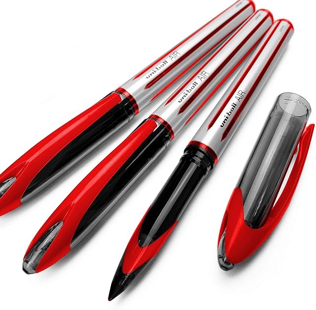 uni-ball AIR - 0.7mm Medium Rollerball - 3 Pack - Red - UBA-188-L