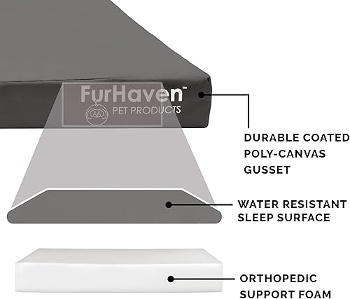 Miniatura 4 de Furhaven Cama ortopédica resistente al agua para perros grandes con funda extraíble lavable, para perros de hasta 125 libras – Colchón de lona Dlx