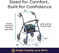 Vista 7 de Unidad médica, andador de cuatro ruedas con doble apoyo posterior extraíble, 10257BL-1, Azul, 1, 1