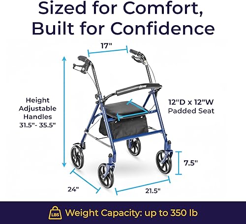 Miniatura 7 de Unidad médica, andador de cuatro ruedas con doble apoyo posterior extraíble, 10257BL-1, Azul, 1, 1