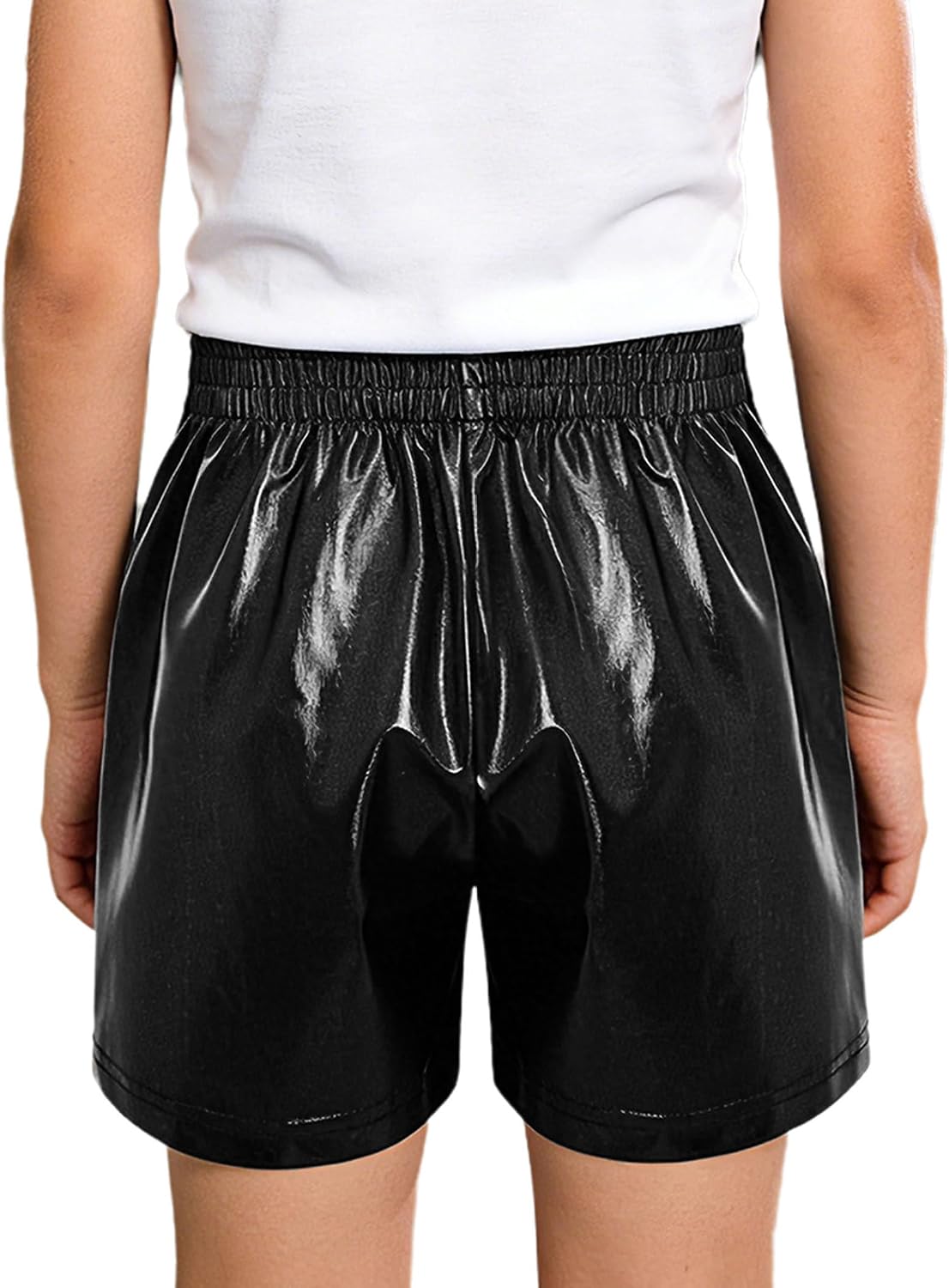 Linjinx Boys Girls Shiny Metallic Jazz Hip Hop Dance Shorts Sparkly Rave Dance Hot Pants with Side Button
