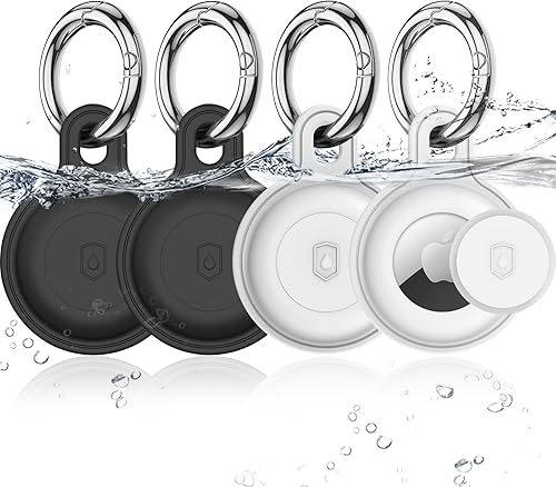 Paquete de 4 soportes para Airtag, llavero de silicona impermeable IPX8 para Apple Airtag, funda protectora antiarañazos para collar de perro,