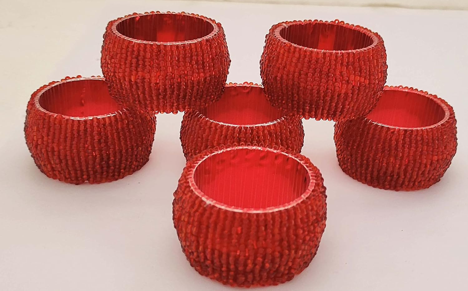 Sharvgun Mixed Color Beaded Napkin Holder Table Decoration Napkin Ring Christmas Party