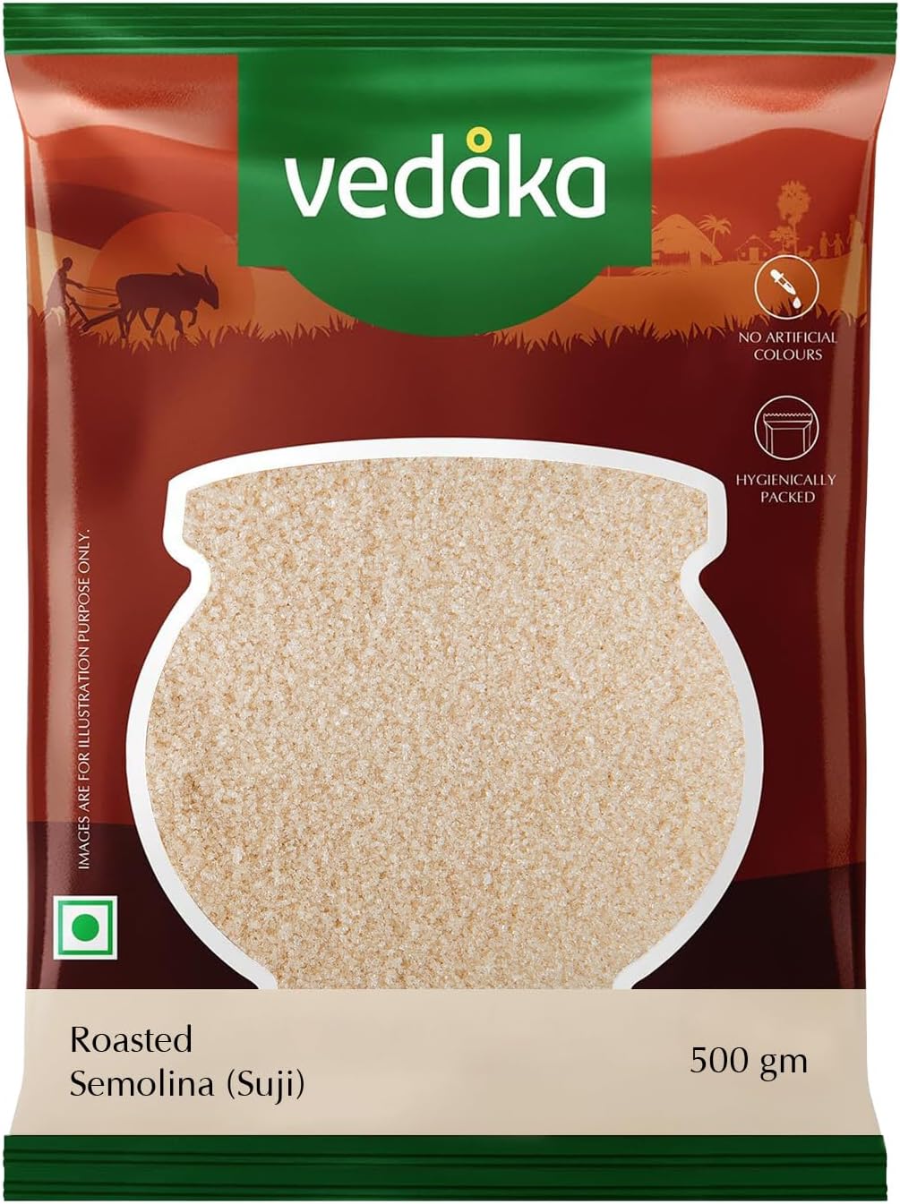 Amazon Brand - VEDAKA Roasted Semolina (Suji), 500 g