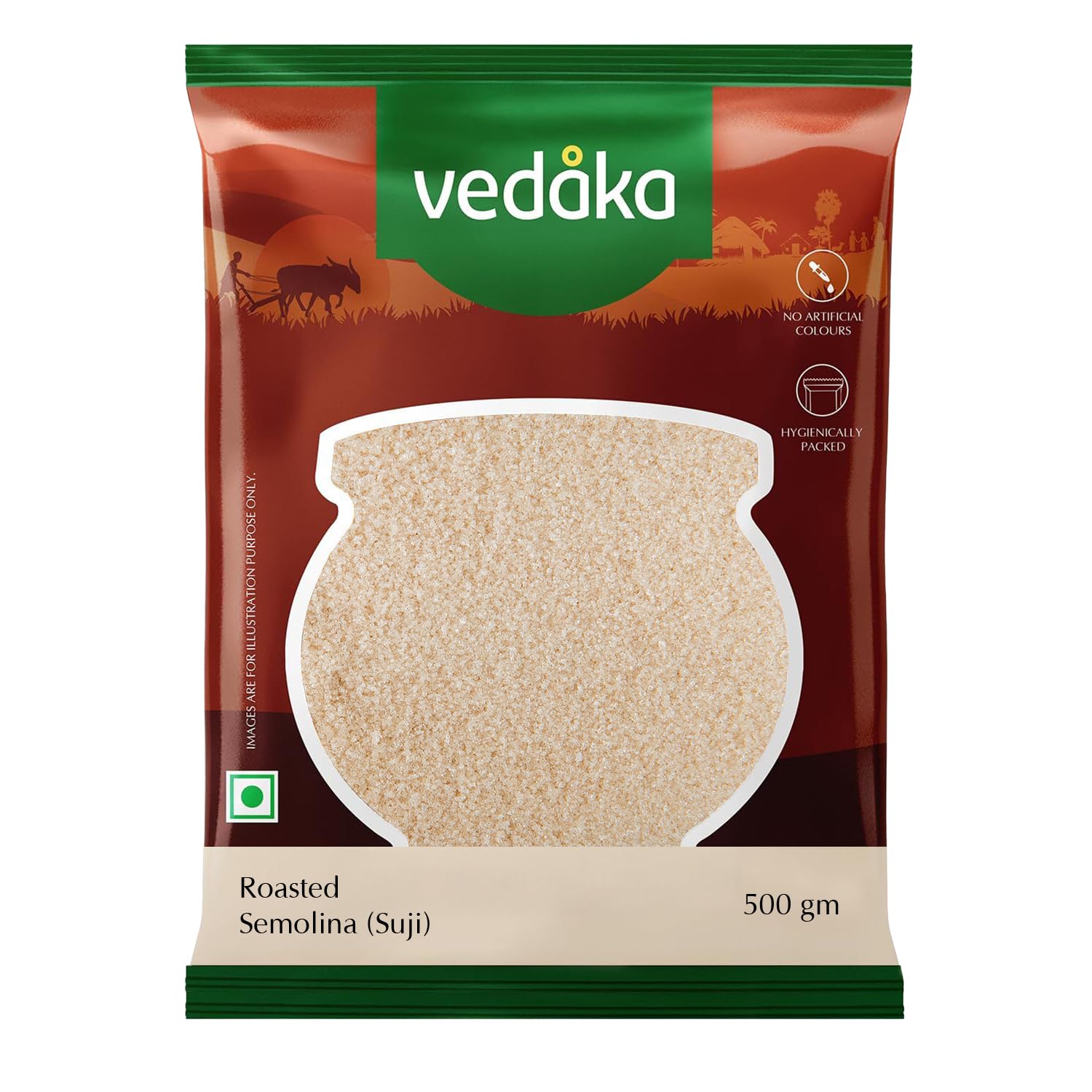 Amazon Brand - VEDAKA Roasted Semolina (Suji), 500 g