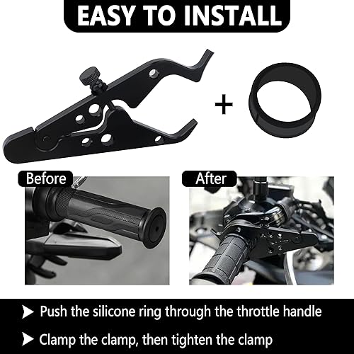 Miniatura 3 de Control de crucero de motocicleta con anillo de silicona, bloqueo de acelerador de motocicleta antifatiga para acelerador de manillar, asistencia