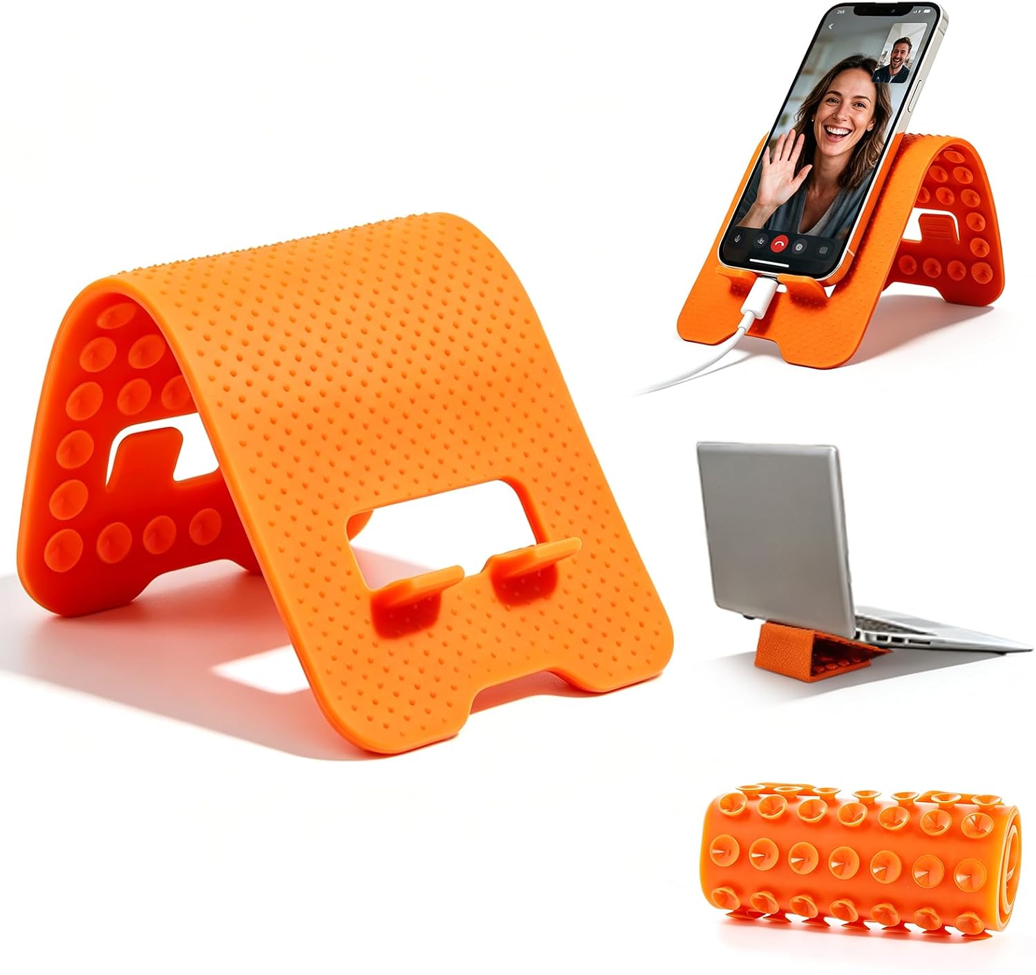 Foldable Silicone Phone Holder, 2026 New Portable Foldable Double-Sided Usable Silicone Phone Holder, Multi-Position Adjustable Non-Slip Mobile Phone Mount Suitable for Tablets, Treadmills, Desks