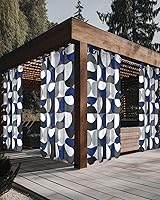Vista 1 de Abstract Geomrtry Outdoor Curtains for Patio Waterproof Drapery,Grommet Window Curtain Drapes for Living